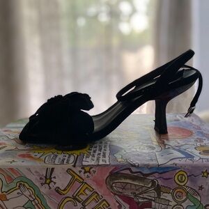 Jeffrey Campbell Black Essence Kitten Heels with Flower